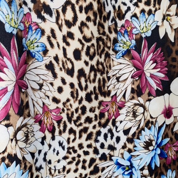 Thalia Sodi Brown Leopard Floral Print Scuba Midi Sheath Dress - Picture 10 of 14